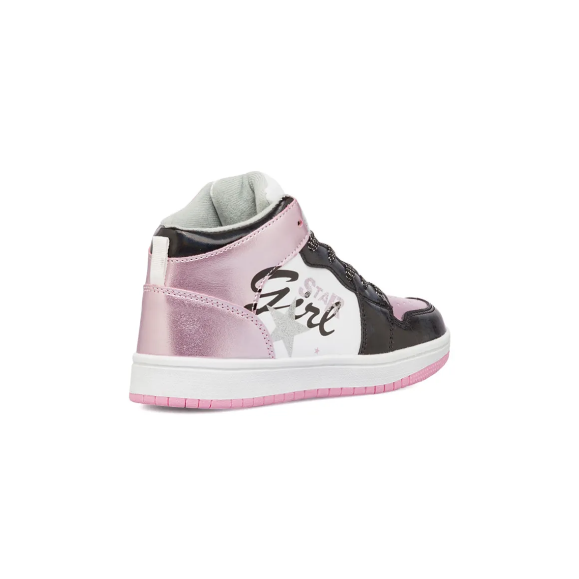 Sneakers alte da ragazza nere e rosa metallizzato e con glitter Le scarpe di Alice