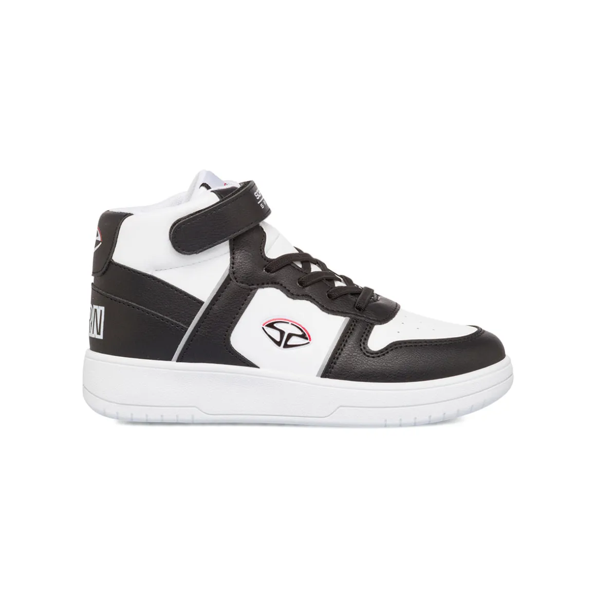 Sneakers alte da ragazzo bianche con dettagli neri con logo Soprani Sport