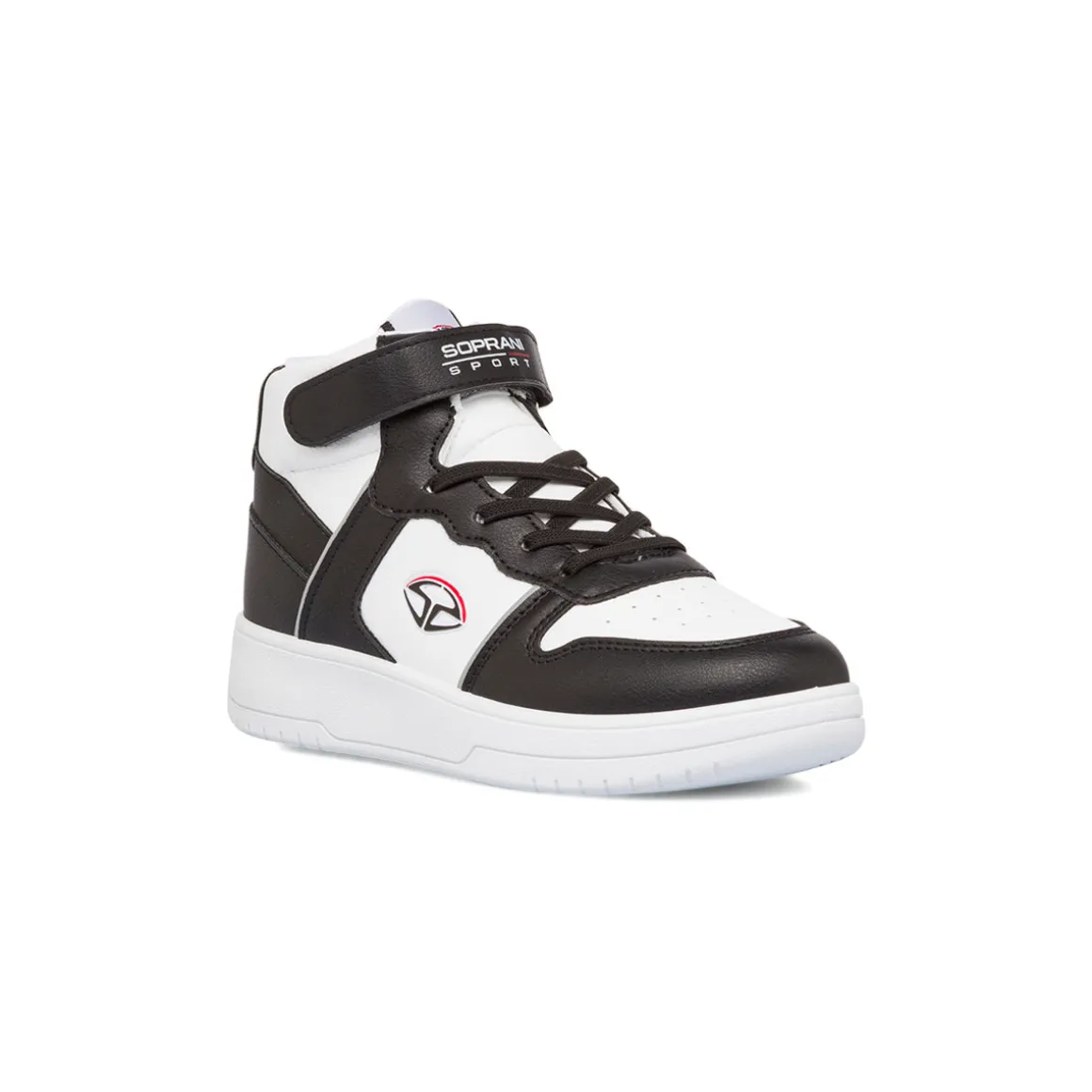 Sneakers alte da ragazzo bianche con dettagli neri con logo Soprani Sport