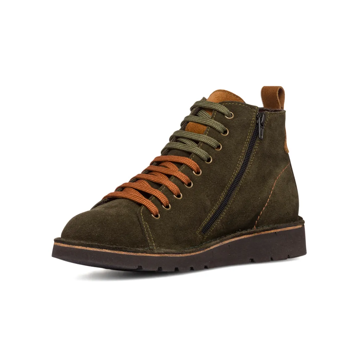 Sneakers alte da uomo verde oliva in pelle scamosciata Primopiano