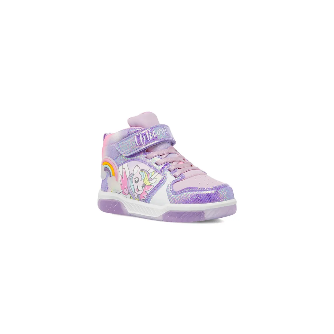 Sneakers alte lilla da Bambina con Luci Unicorno