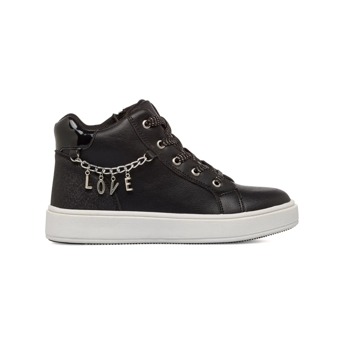 Sneakers alte nere da Bambina con catena LOVE Dieci Baci