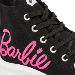 Sneakers alte nere da Ragazza con suola platform e logo rosa Barbie