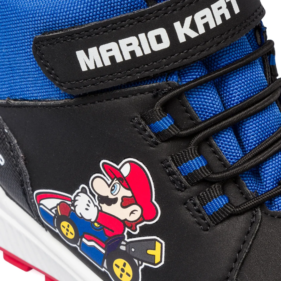 Sneakers alte nere e blu da bambino con stampa Mario Kart