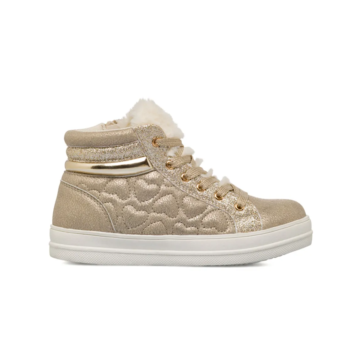 Sneakers alte oro da Bambina con zip e glitter Le Scarpe di Alice