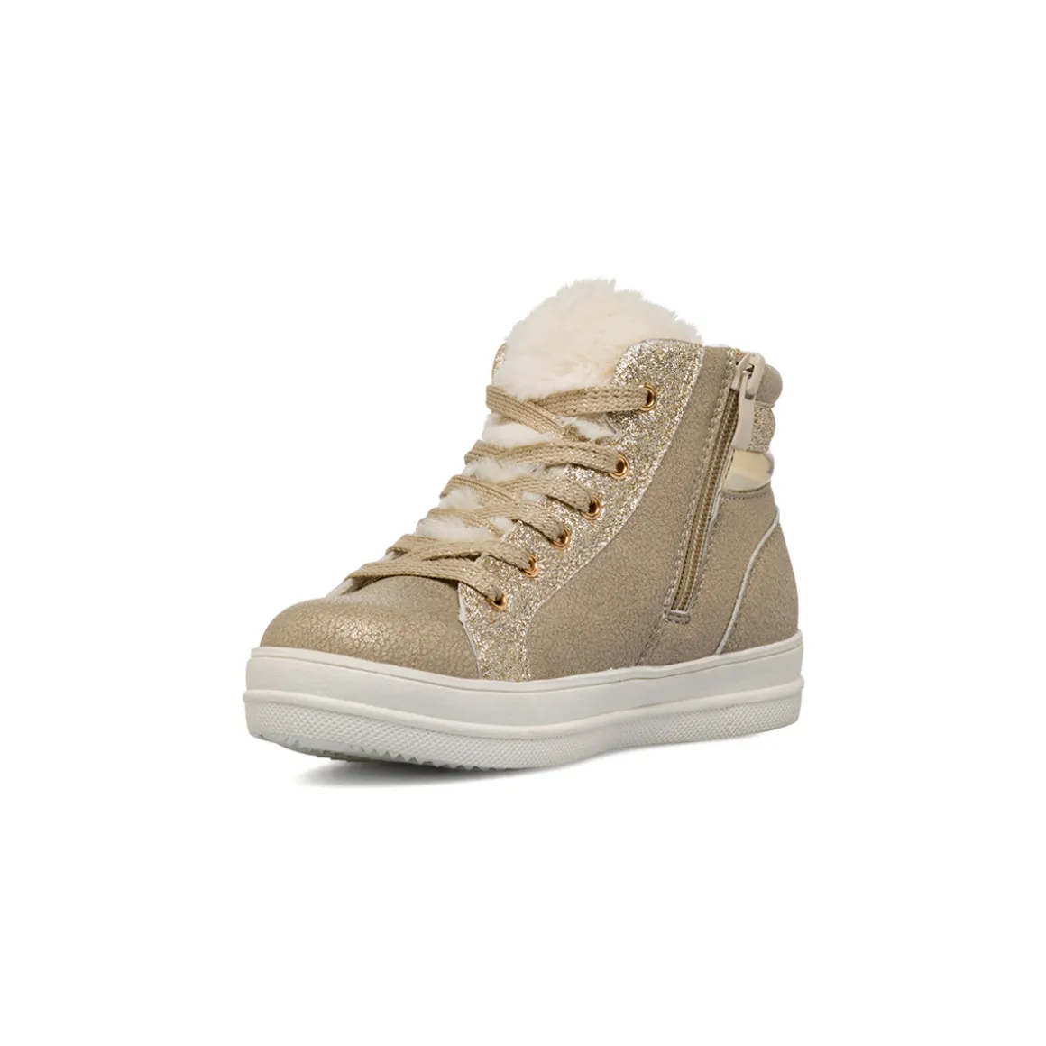 Sneakers alte oro da Bambina con zip e glitter Le Scarpe di Alice