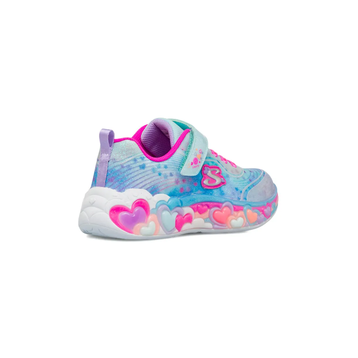 Sneakers azzurre e fucsia da Bambina con luci Skechers Eternal Heart