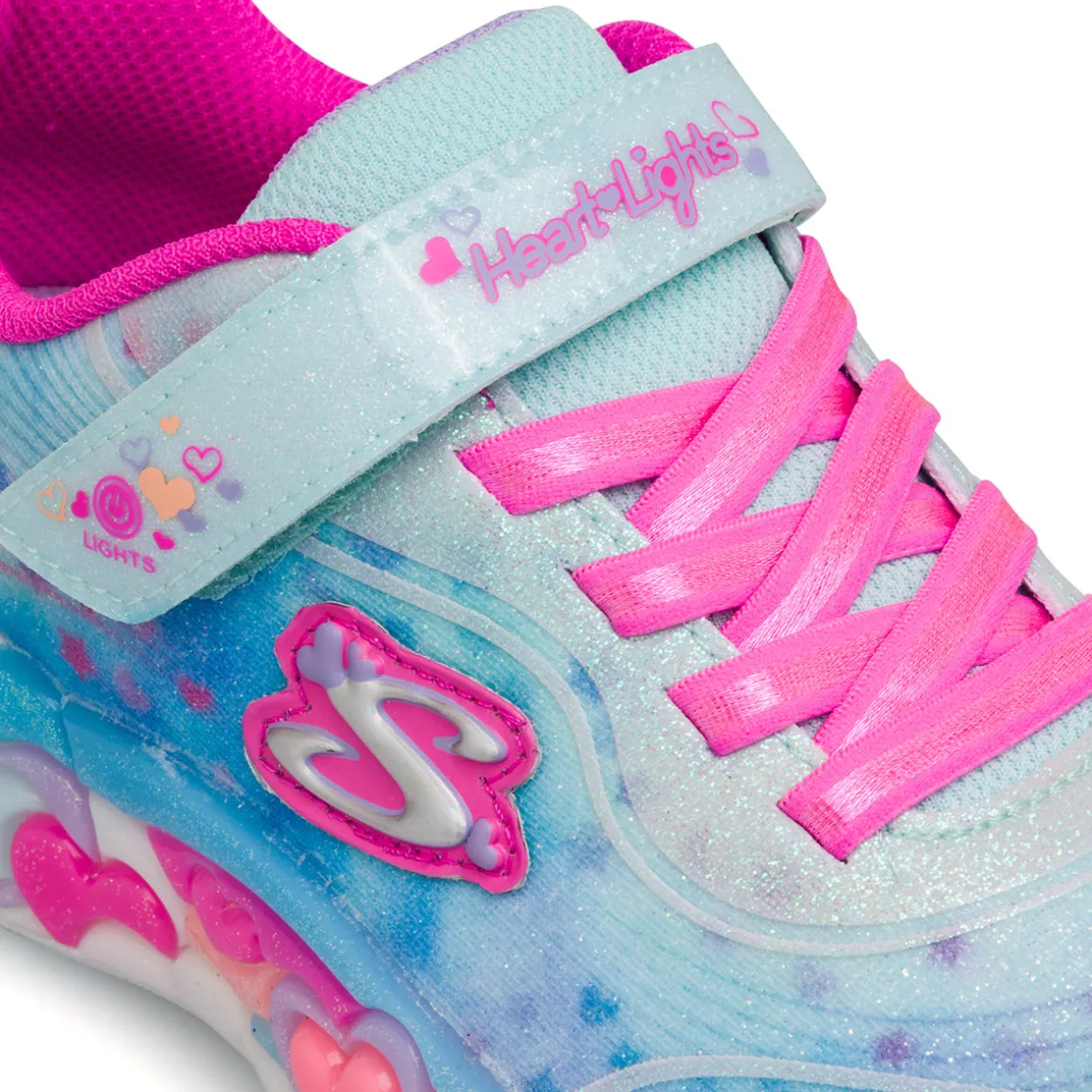 Sneakers azzurre e fucsia da Bambina con luci Skechers Eternal Heart