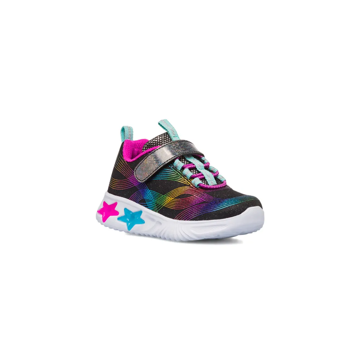 Sneakers Bambina nere con stampe arcobaleno e luci nella suola Le Scarpe di Alice