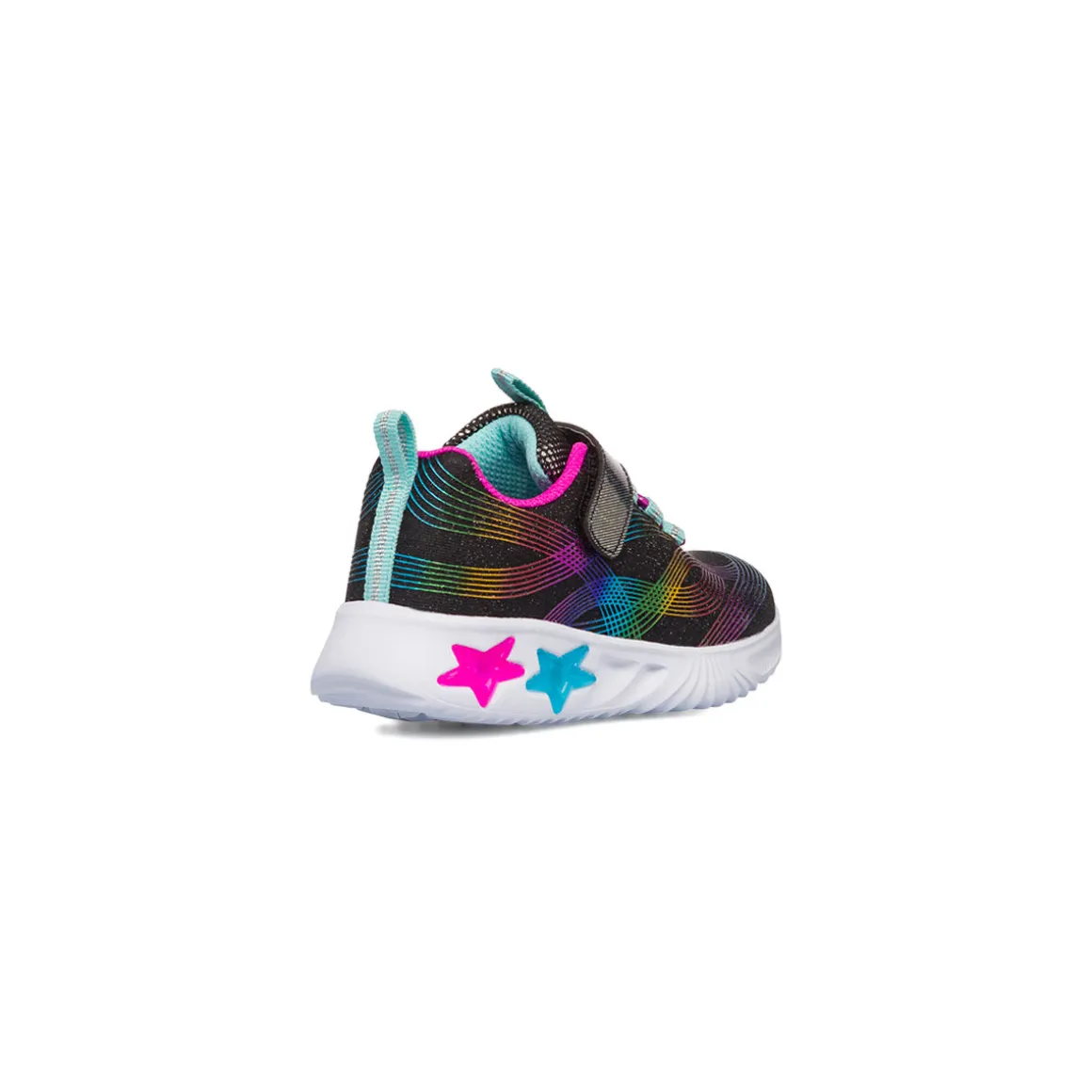 Sneakers Bambina nere con stampe arcobaleno e luci nella suola Le Scarpe di Alice