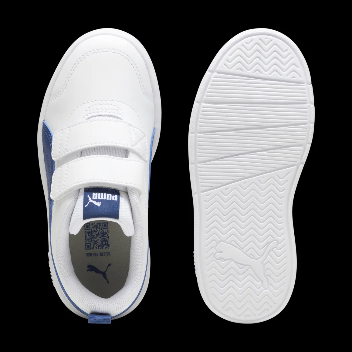 Sneakers bambino bianche con dettagli blu Puma Courtflex v3