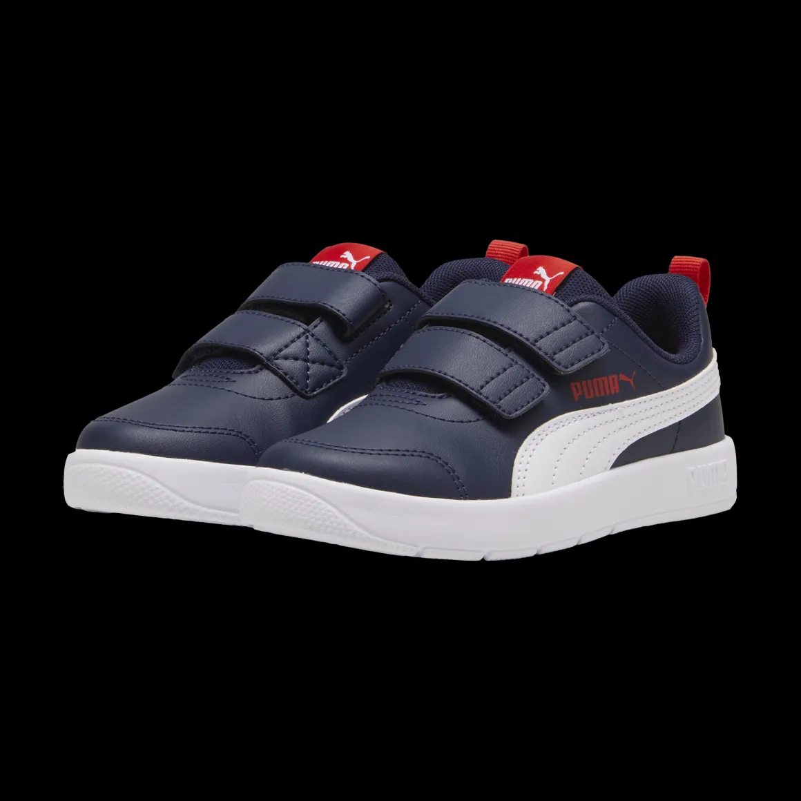 Sneakers bambino blu con dettagli rossi Puma Courtflex v3