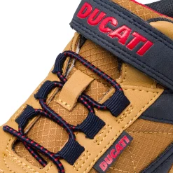 Sneakers bambino blu con dettagli ocra e logo Ducati