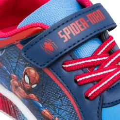 Sneakers bambino blu e rosse con luci nella suola Spiderman
