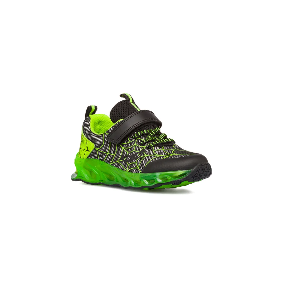 Sneakers bambino nere e verde con luci nella suola Birilli&Monelli