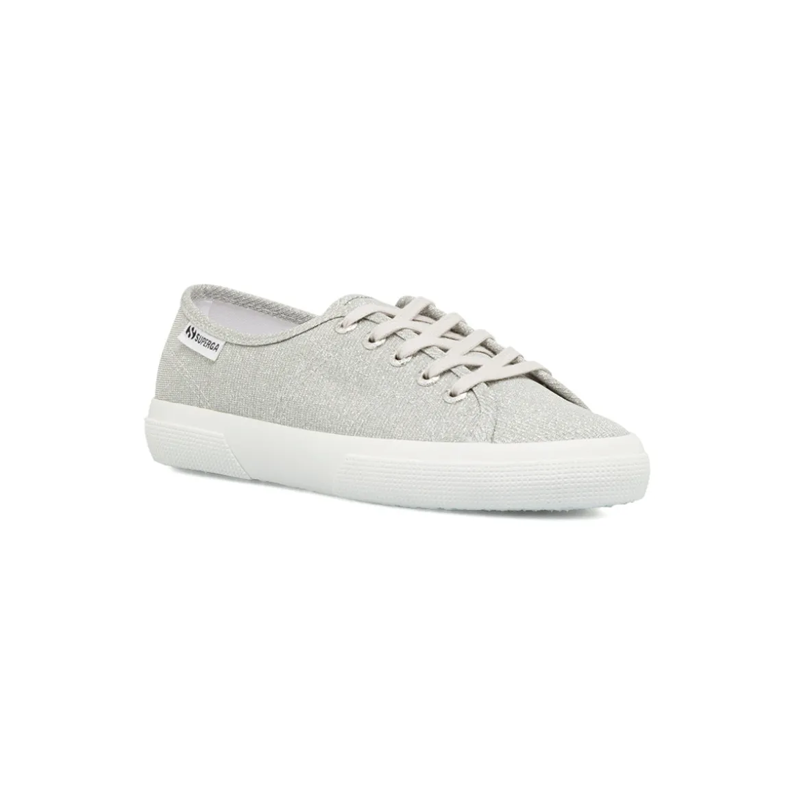 Sneakers basse da donna glitterate argento con suola in gomma Superga