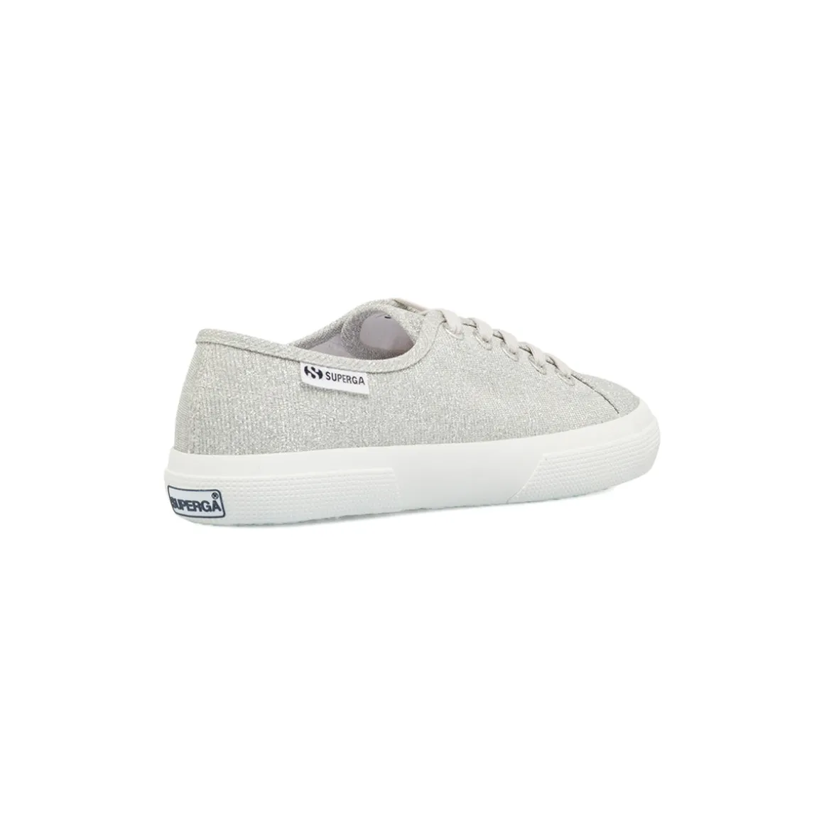 Sneakers basse da donna glitterate argento con suola in gomma Superga