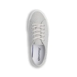 Sneakers basse da donna glitterate argento con suola in gomma Superga