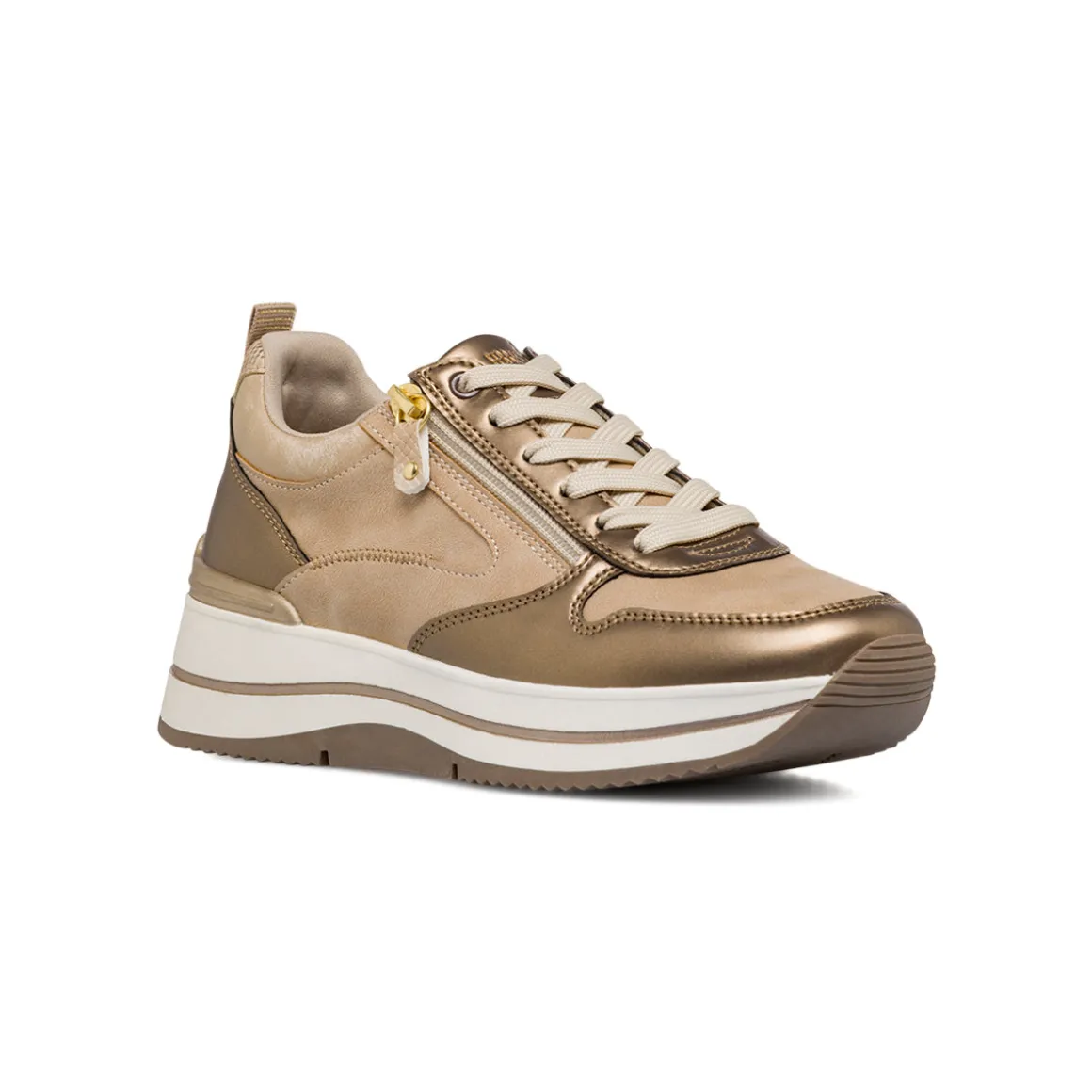 Sneakers beige da Donna con zip decorativa Lora Ferres