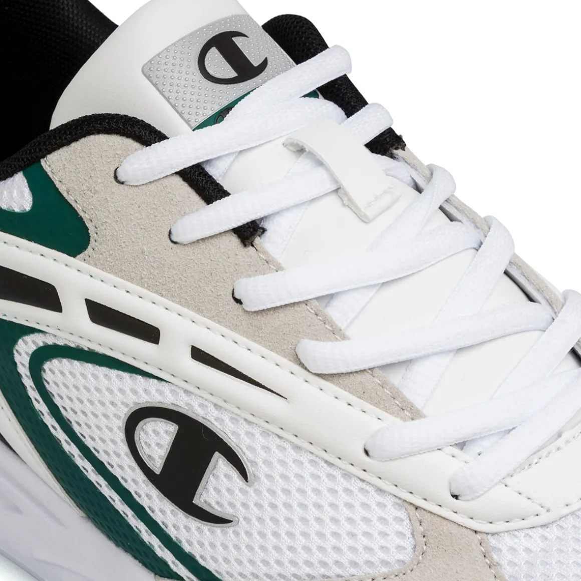 Sneakers bianche con dettagli neri e verdi da Uomo Champion Champ 2K