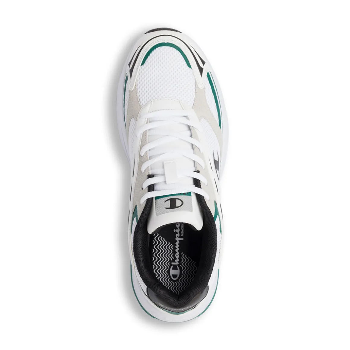 Sneakers bianche con dettagli neri e verdi da Uomo Champion Champ 2K