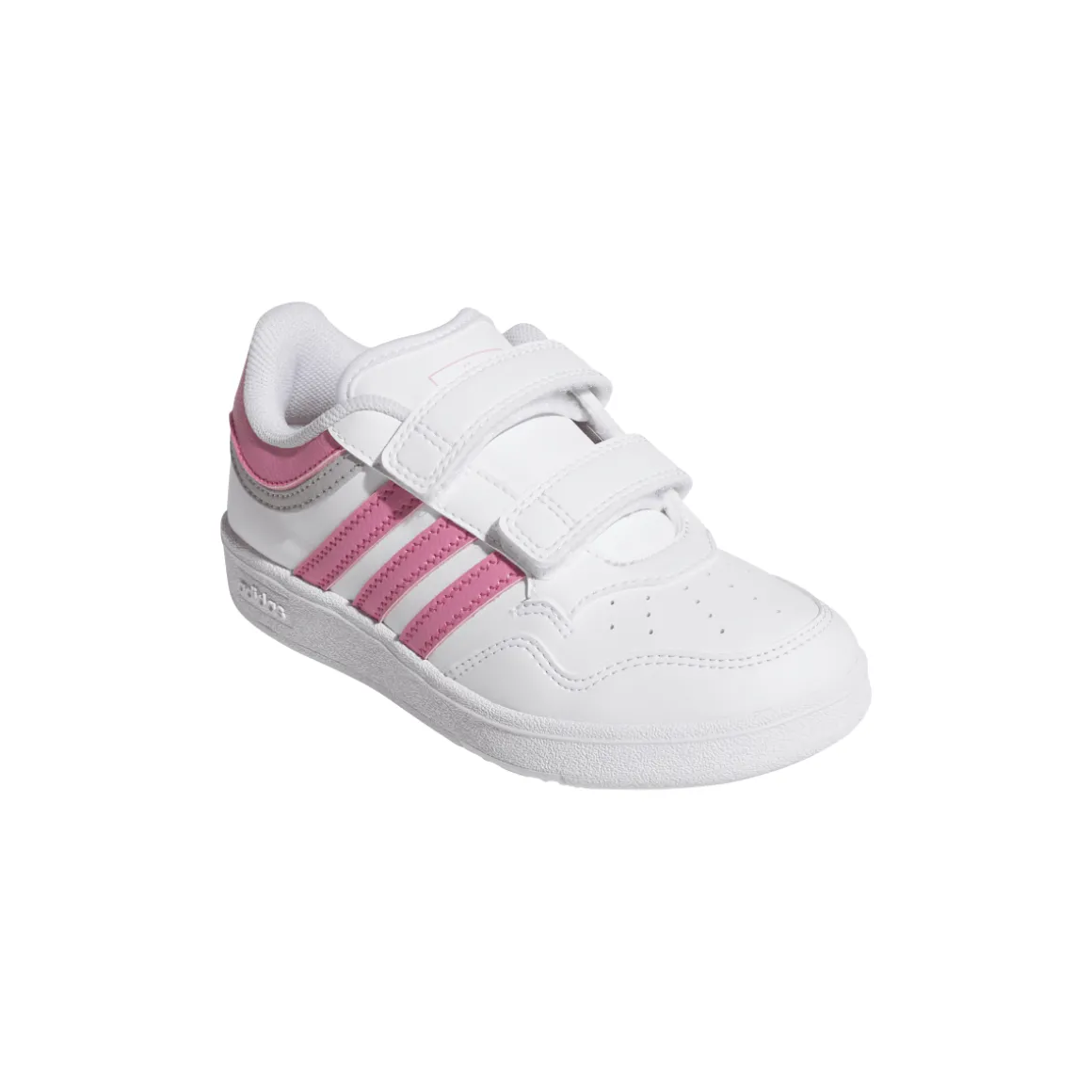Sneakers bianche da bambina con dettagli rosa e chiusura a strappo HOOPS 4.0 adidas
