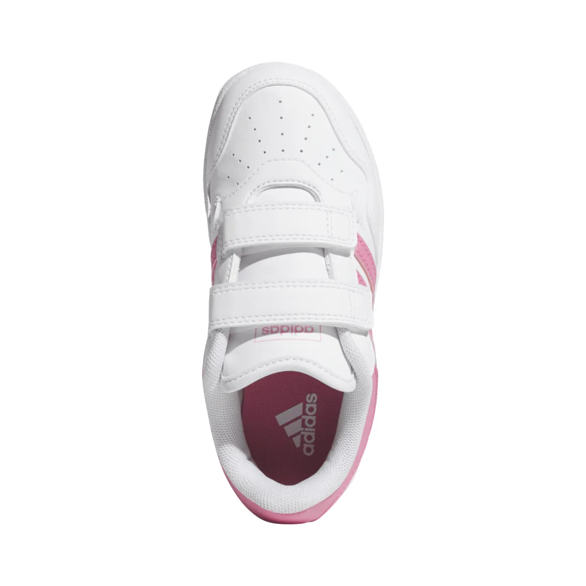 Sneakers bianche da bambina con dettagli rosa e chiusura a strappo HOOPS 4.0 adidas