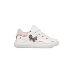 Sneakers bianche da bambina con dettagli glitter e farfalla con paillettes Le scarpe di Alice