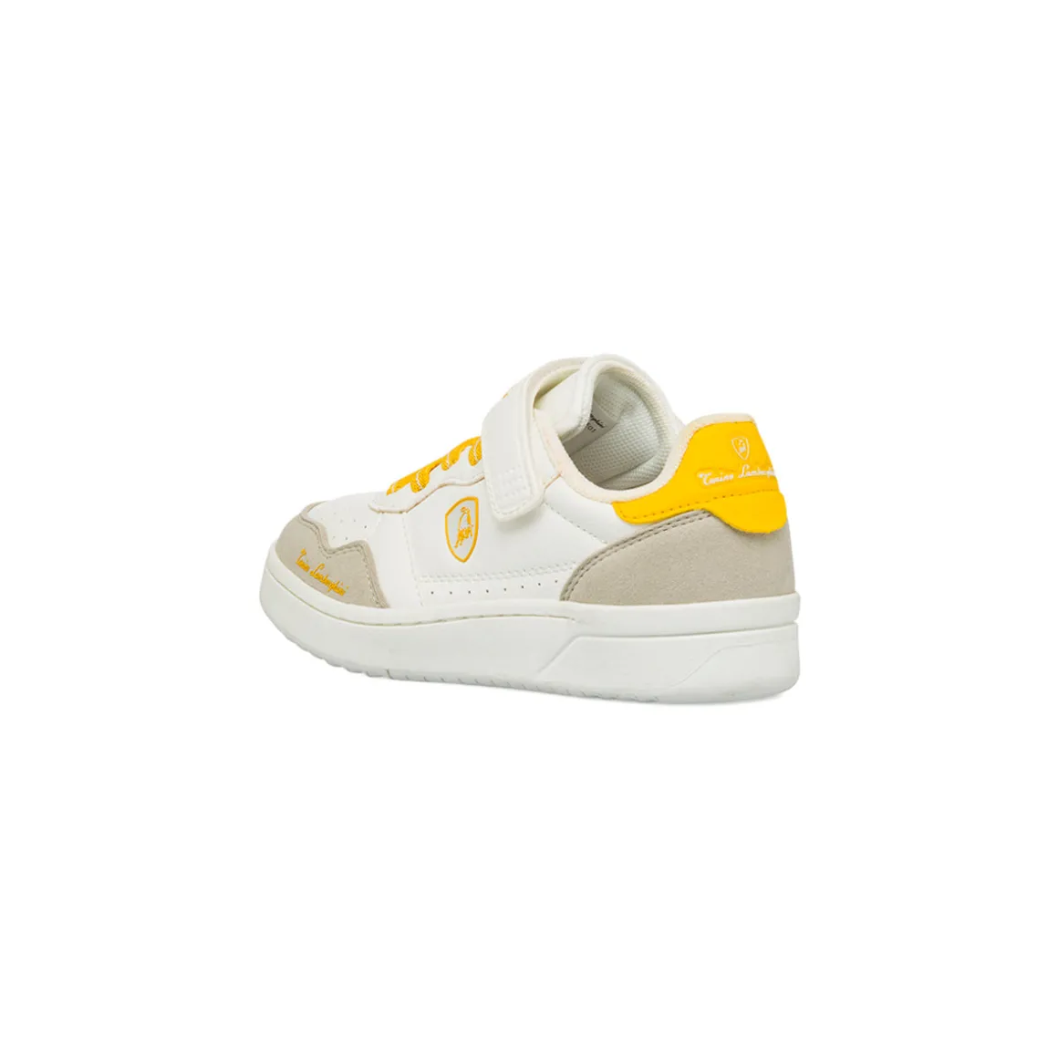 Sneakers Bianche da Bambino con dettagli giallo e strappo Tonino Lamborghini