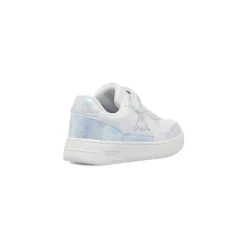 Sneakers bianche da bambina con strappo e dettaglio irridescente Kappa