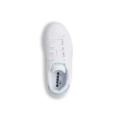 Sneakers bianche da bambina con dettaglio azzurro Diadora