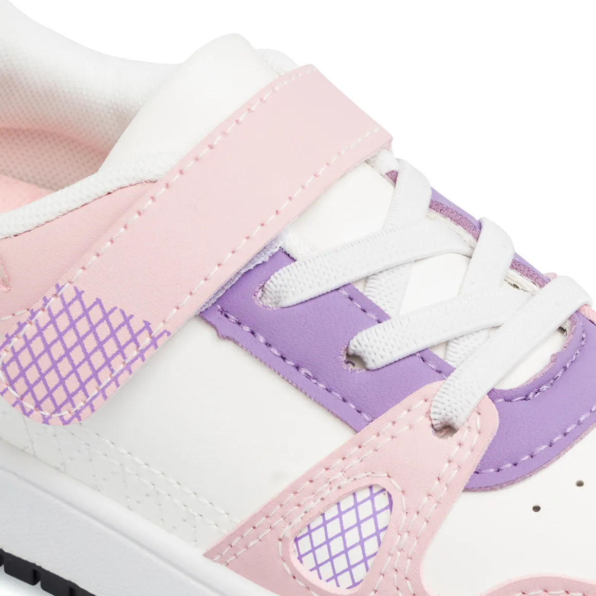 Sneakers bianche da bambina Le Scarpe di Alice con dettagli rosa e lilla