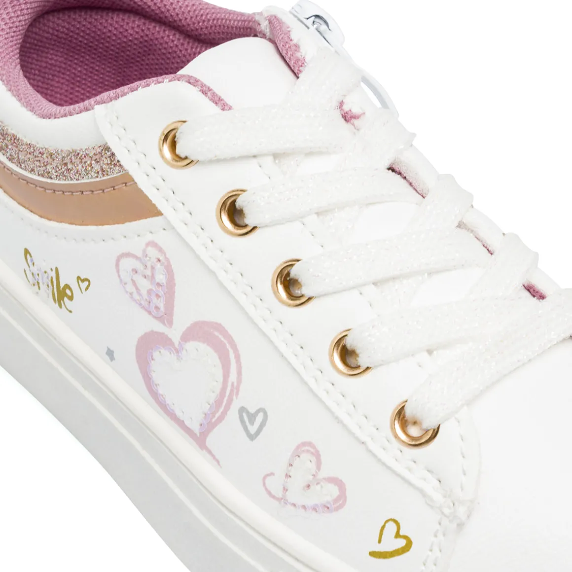 Sneakers bianche da Bambina con dettagli rosa Dieci Baci