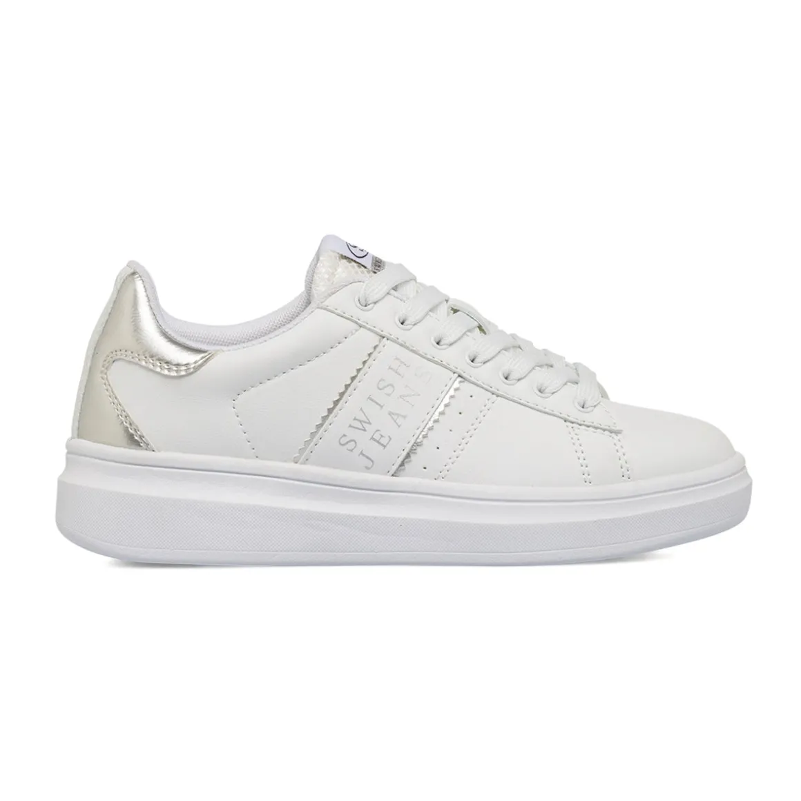 Sneakers bianche da Donna con dettagli argento Swish Jeans