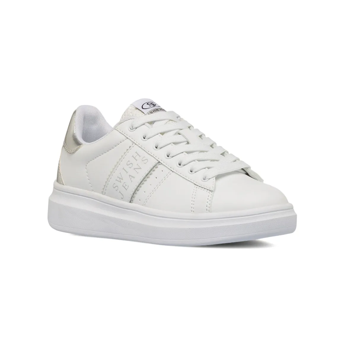 Sneakers bianche da Donna con dettagli argento Swish Jeans