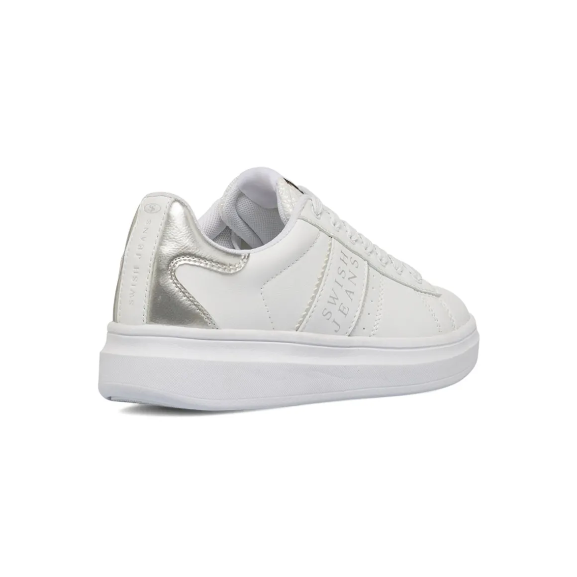 Sneakers bianche da Donna con dettagli argento Swish Jeans
