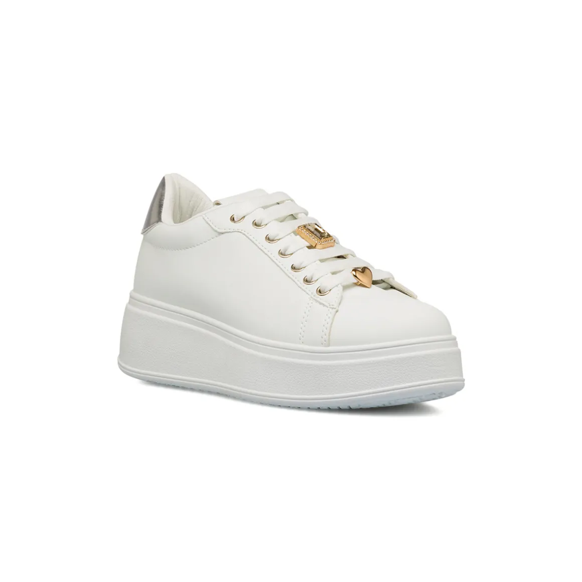 Sneakers bianche da donna con dettagli oro Lora Ferres