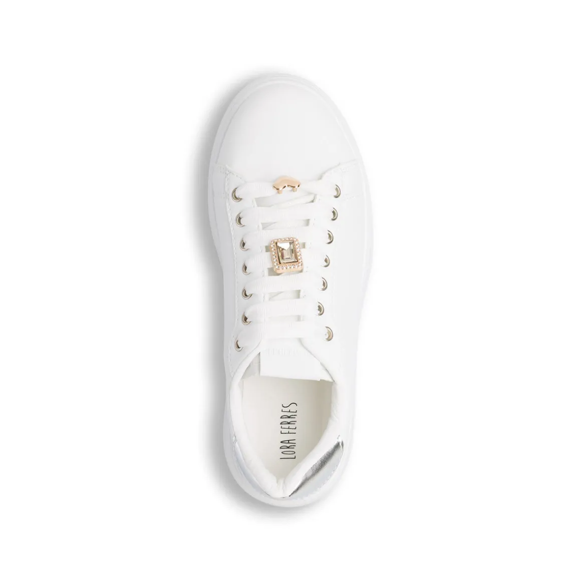 Sneakers bianche da donna con dettagli oro Lora Ferres