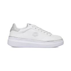Sneakers bianche da donna con dettagli argento Swish Jeans