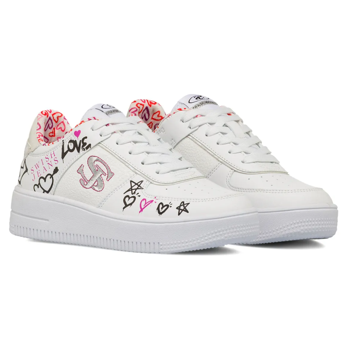 Sneakers bianche da Donna Swish Jeans con stampe