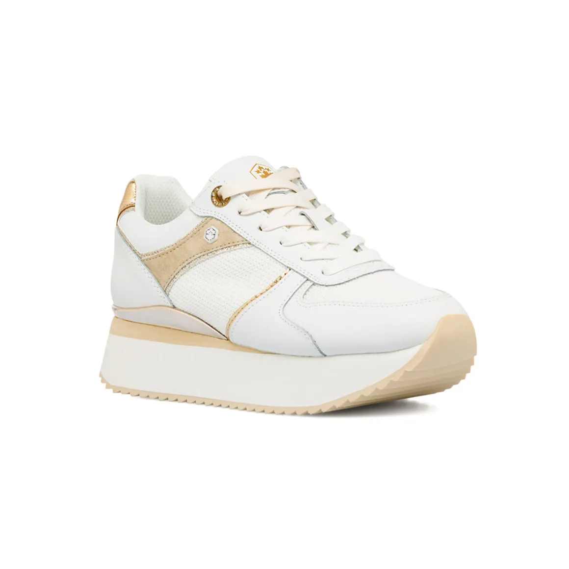 Sneakers Bianche da Donna in pelle con dettagli oro e glitter Lumberjack