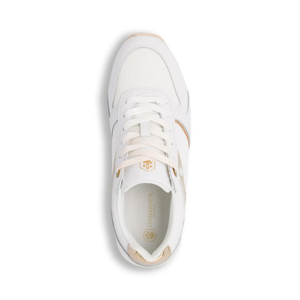 Sneakers Bianche da Donna in pelle con dettagli oro e glitter Lumberjack