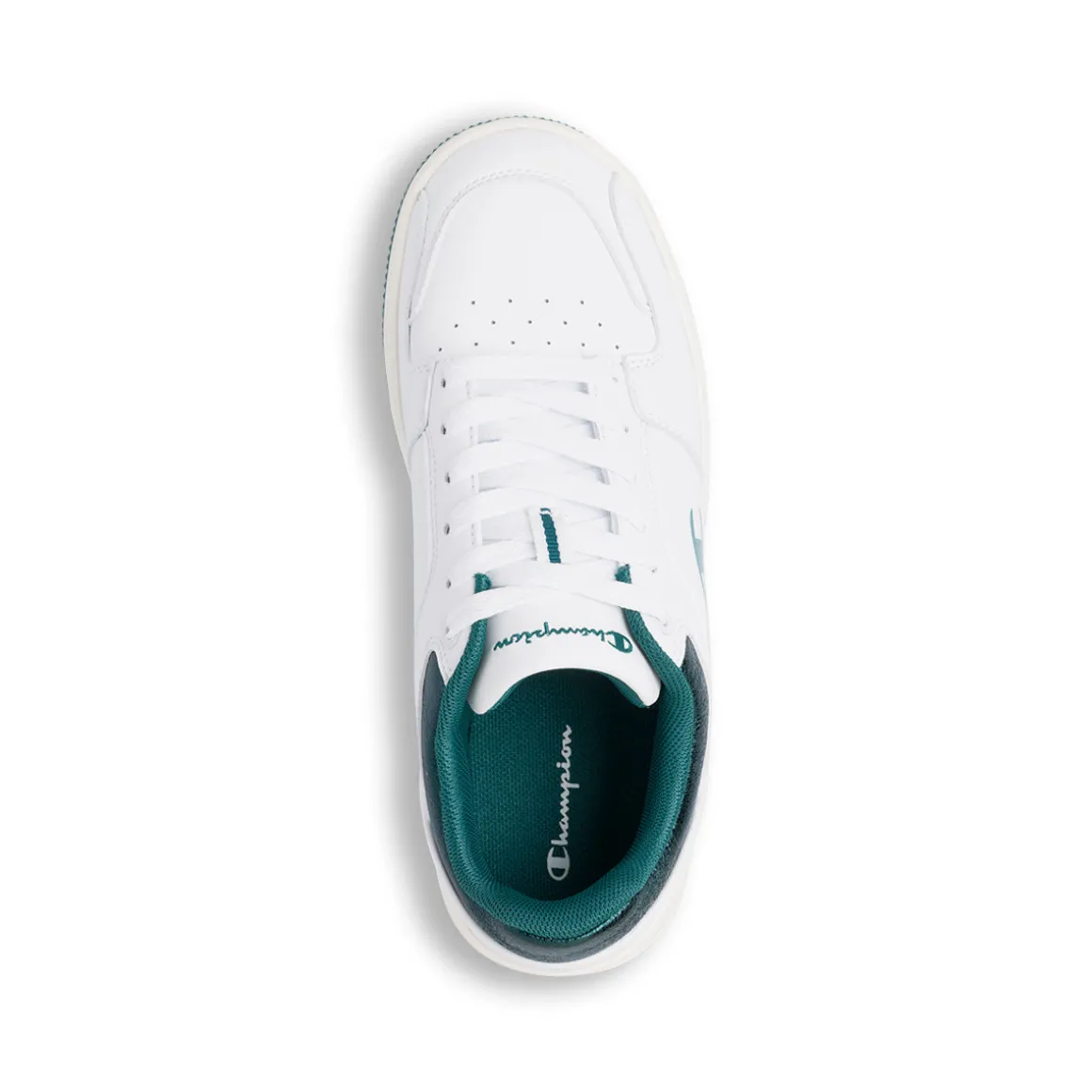 Sneakers bianche da donna con dettaglio verde metallizzato Champion