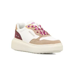 Sneakers bianche da donna con inserti marroni e metallizzati Americanino