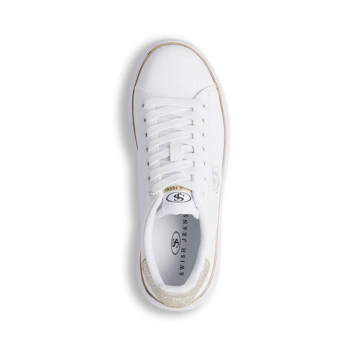 Sneakers bianche da donna con dettagli dorati Swish Jeans