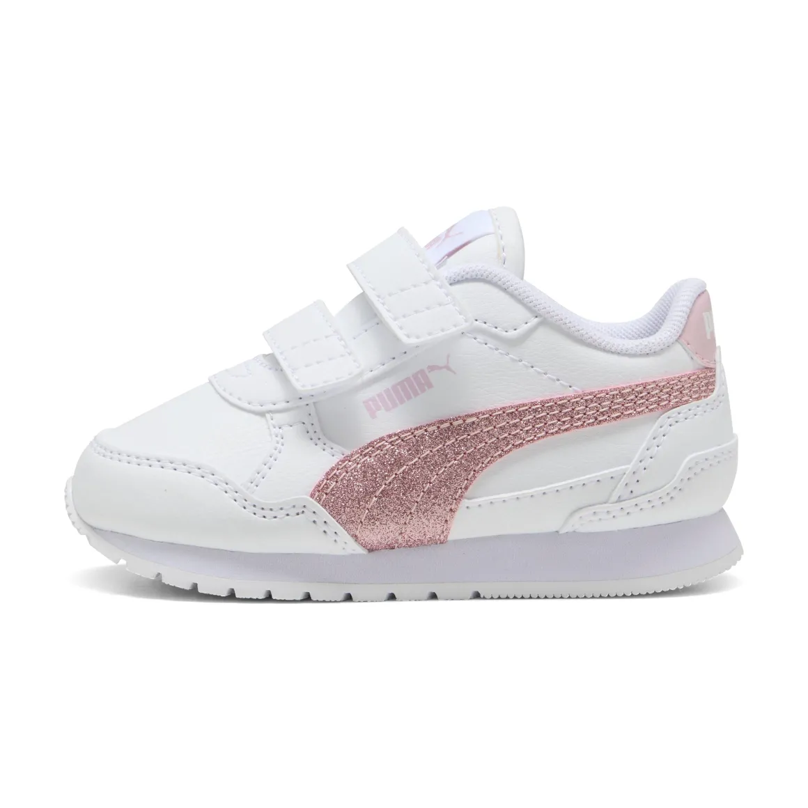 Sneakers bianche da primi passi Bambina con dettagli rosa glitter Puma