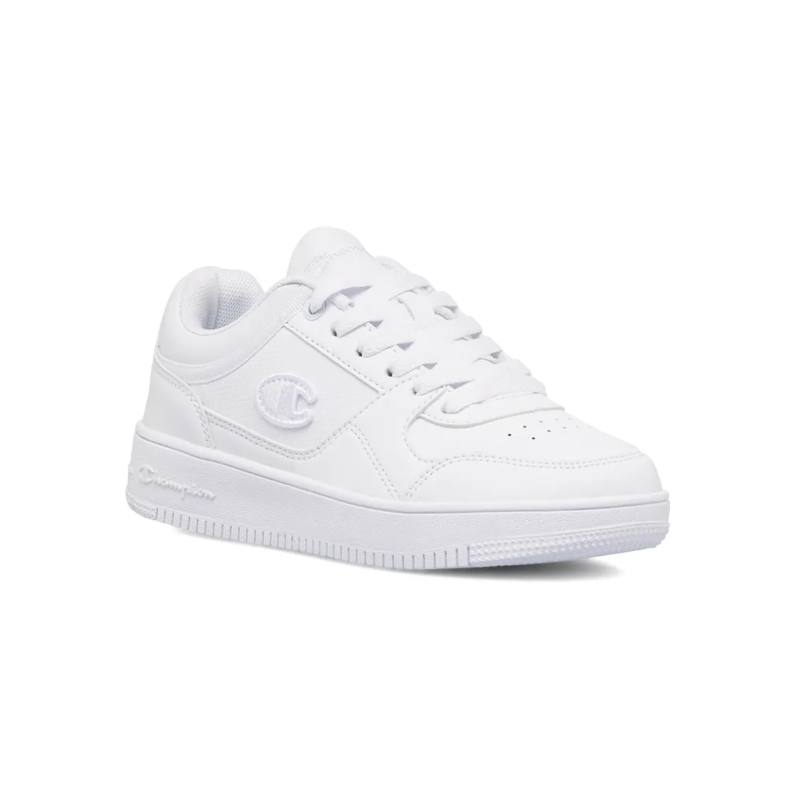 Sneakers bianche da ragazzo con logo laterale Champion Rebound Low B GS
