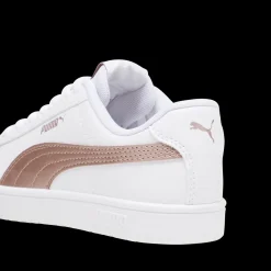 Sneakers bianche da ragazza con decorazioni oro rosa Puma Rickie Classic Jr
