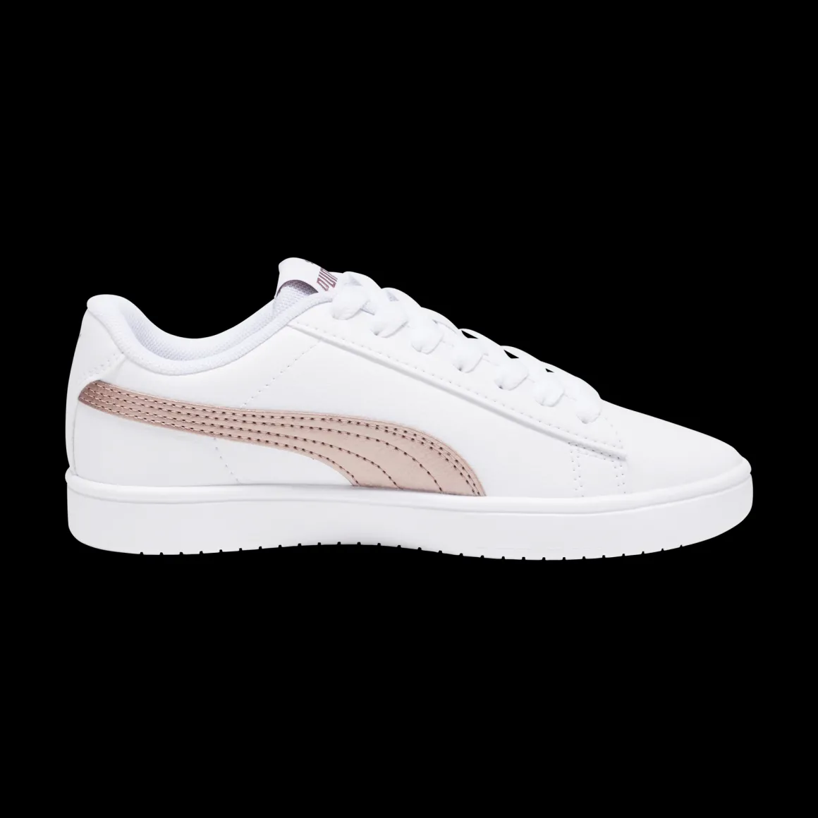 Sneakers bianche da ragazza con decorazioni oro rosa Puma Rickie Classic Jr