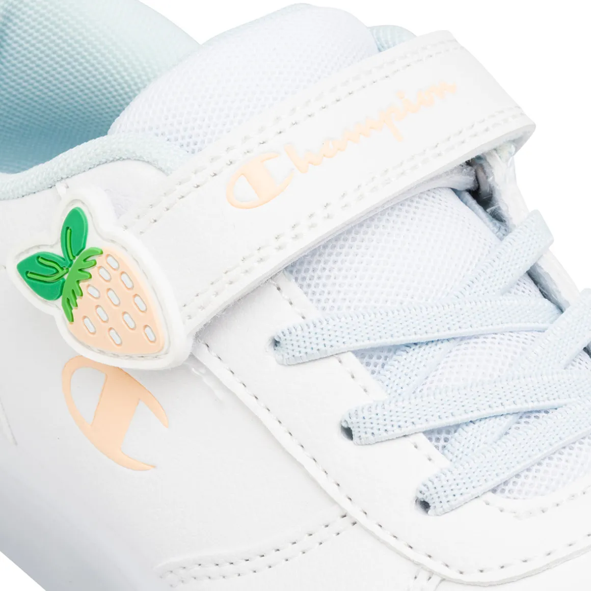Sneakers bianche da ragazza con dettagli fragola e luci Champion PS Low Cut